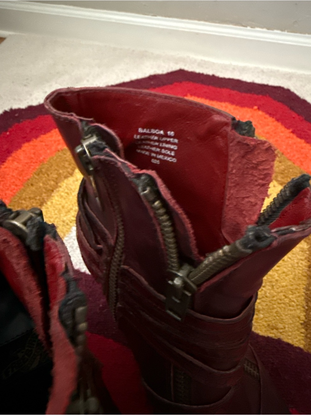 Freebird by Steven Balboa Burgundy Leather Zip & Strap Block Heel Ankle Boots - Picture 5 of 5